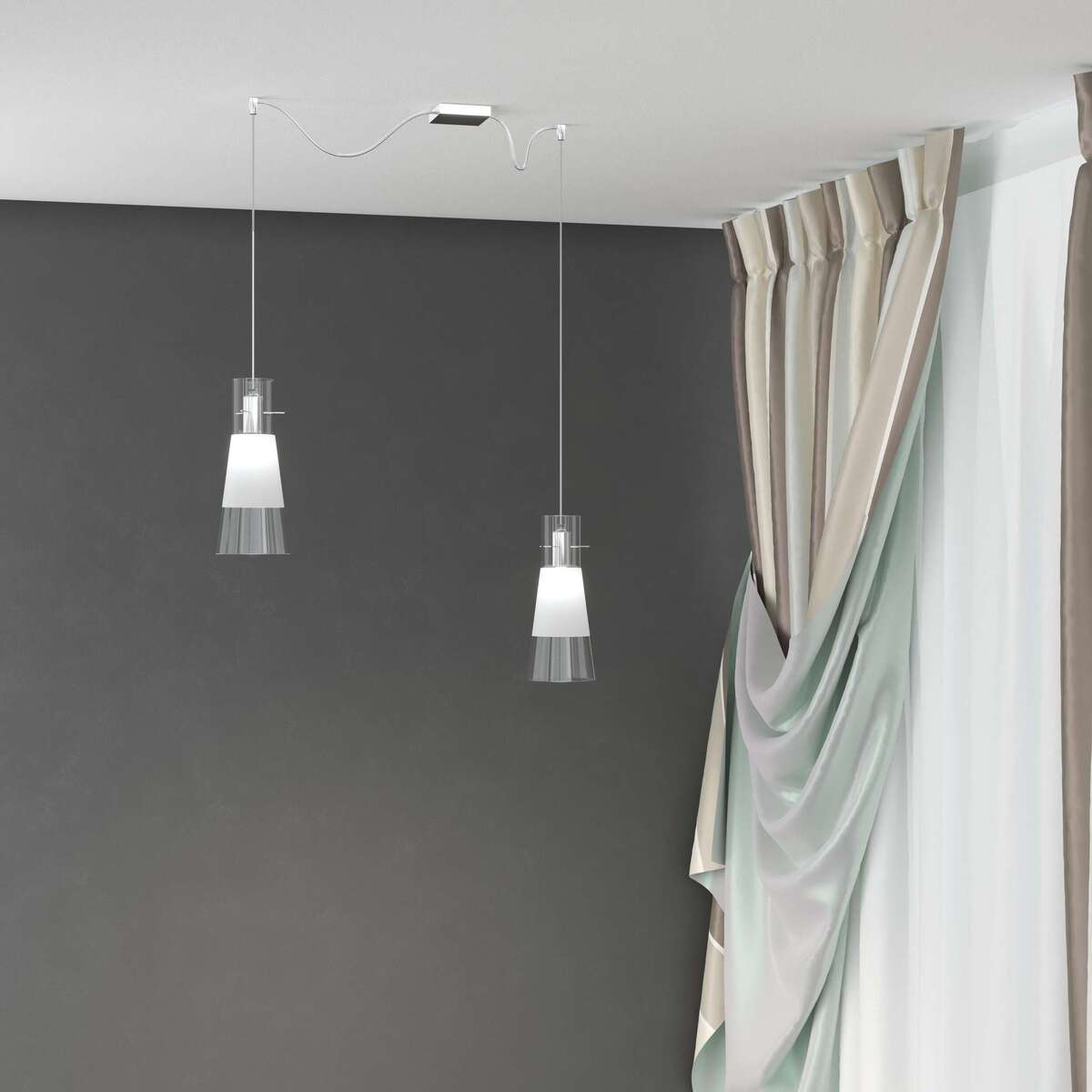 1079/S2-S CONE SOSPENSIONE 2 LUCI SPOSTABILI