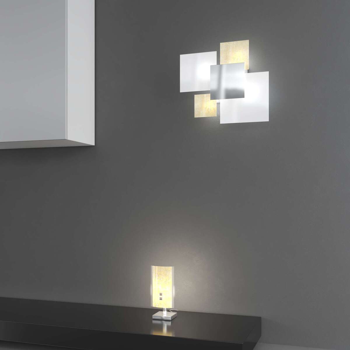 1088/45-FO SHADOW/45 APPLIQUE/PLAFONIERA 4 LUCI FOGLIA ORO