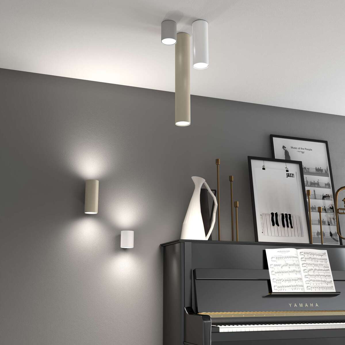 1128/PL50-SA CLOUD PLAFONIERA TUBO H.50 1 LUCE SABBIA