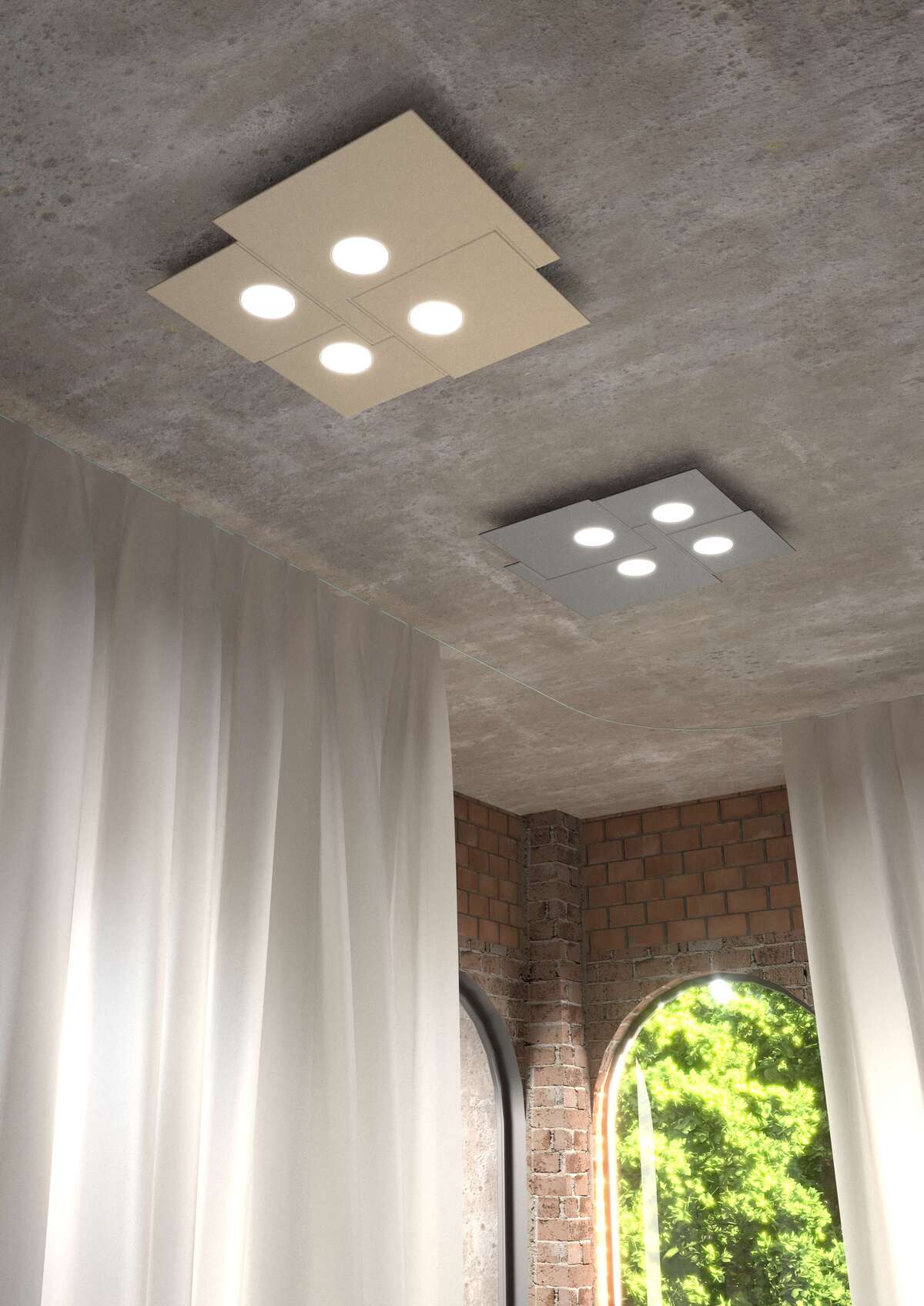 1129/PL4-GA PLATE PLAFONIERA 4 LUCI QUADRA GRIGIO ANTRACITE