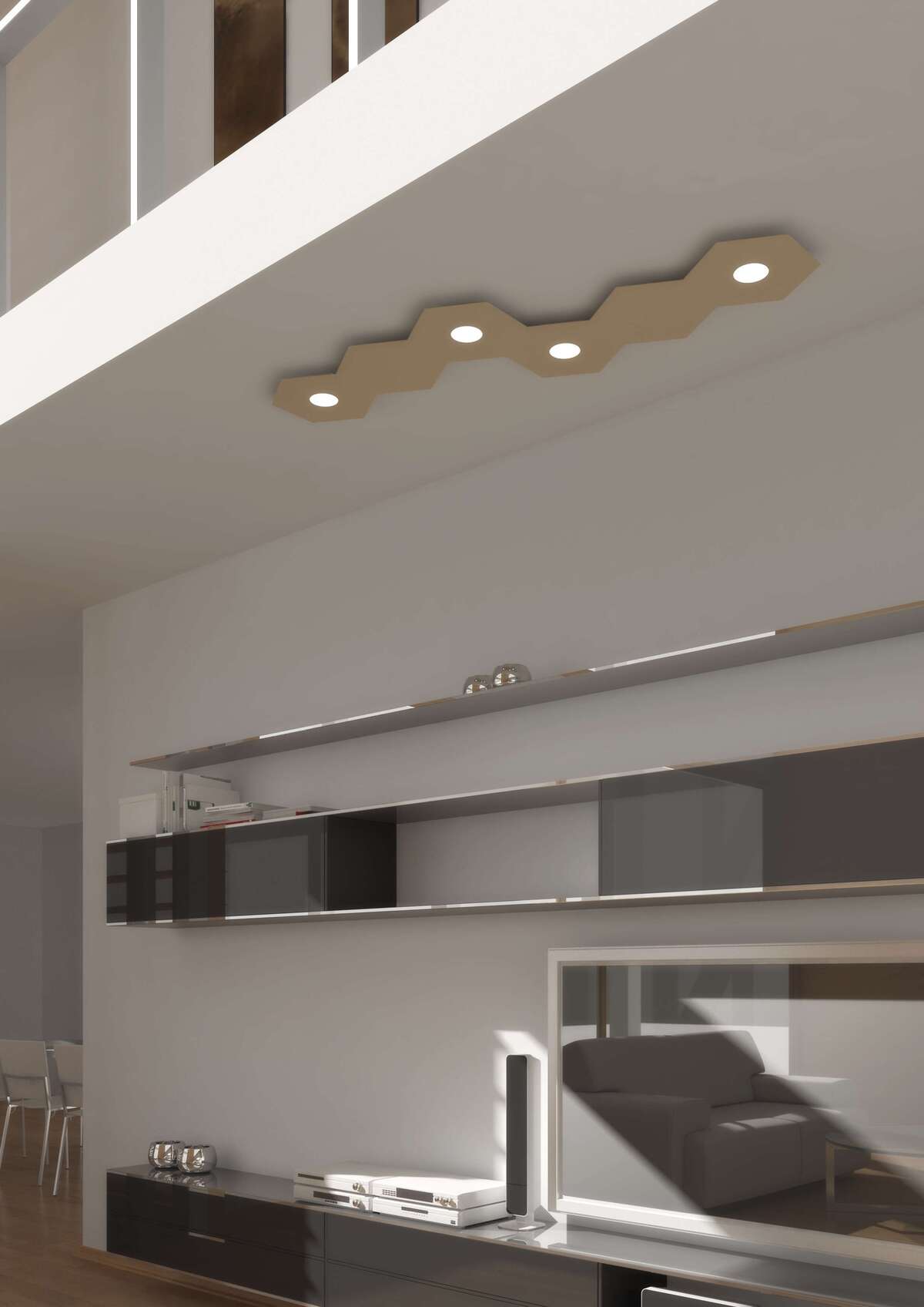 1142/4L2D-SA HEXAGON APPLIQUE/PLAFONIERA 4 LUCI + 2 DECORATIVO SABBIA