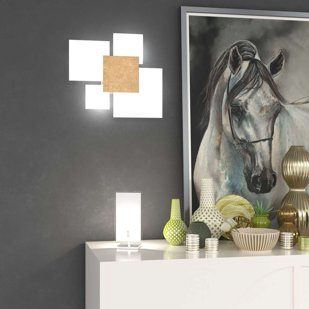 1148/45-FO UPGRADE/45 APPLIQUE/PLAFONIERA 4 LUCI FOGLIA ORO