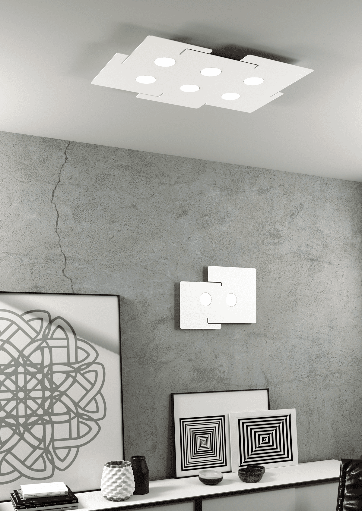 1161/6 ECHO APPLIQUE/PLAFONIERA 6 LUCI BIANCO