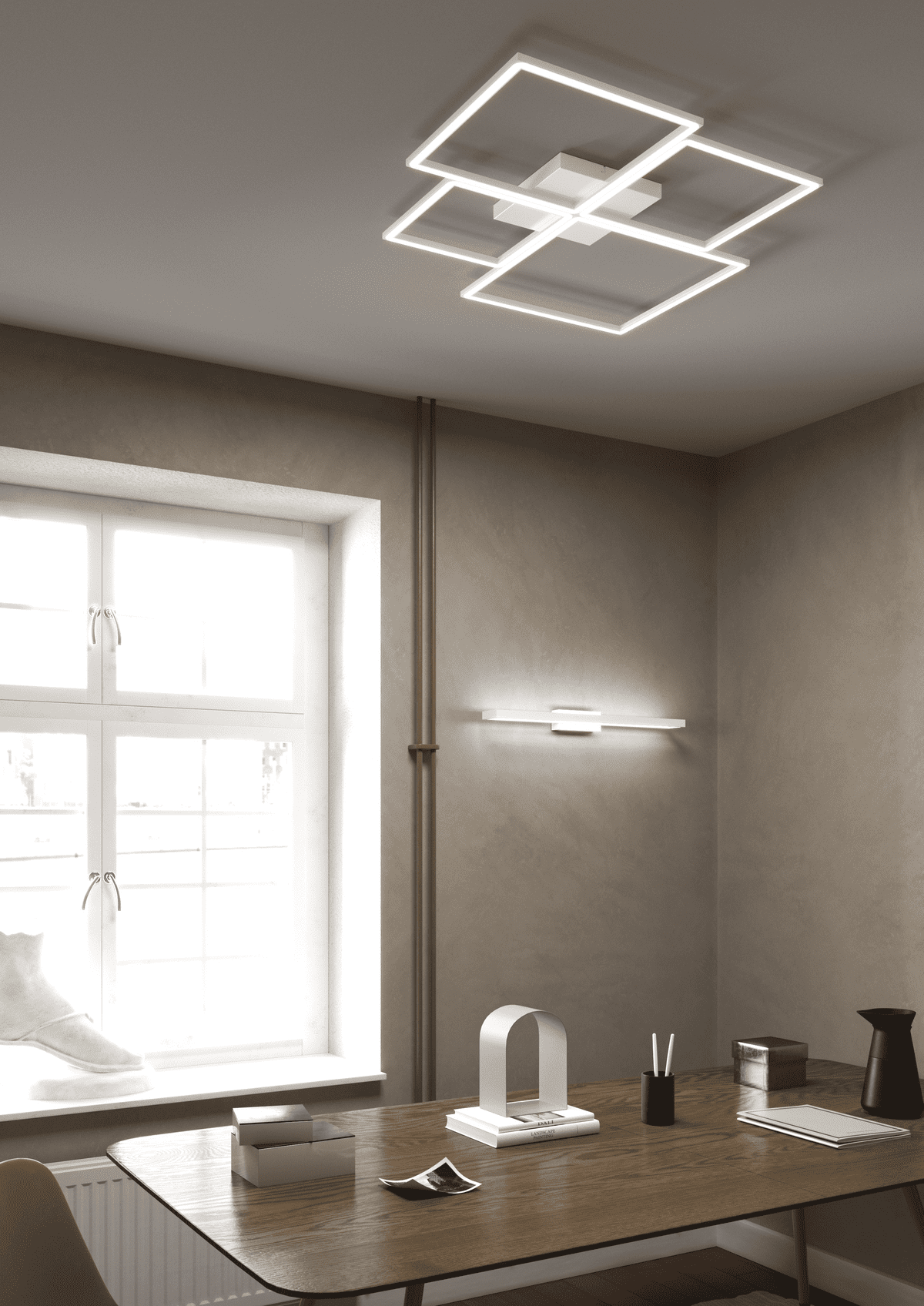 1162/70-BI FOUR SQUARES APPLIQUE/PLAFONIERA 70 CM. BIANCO