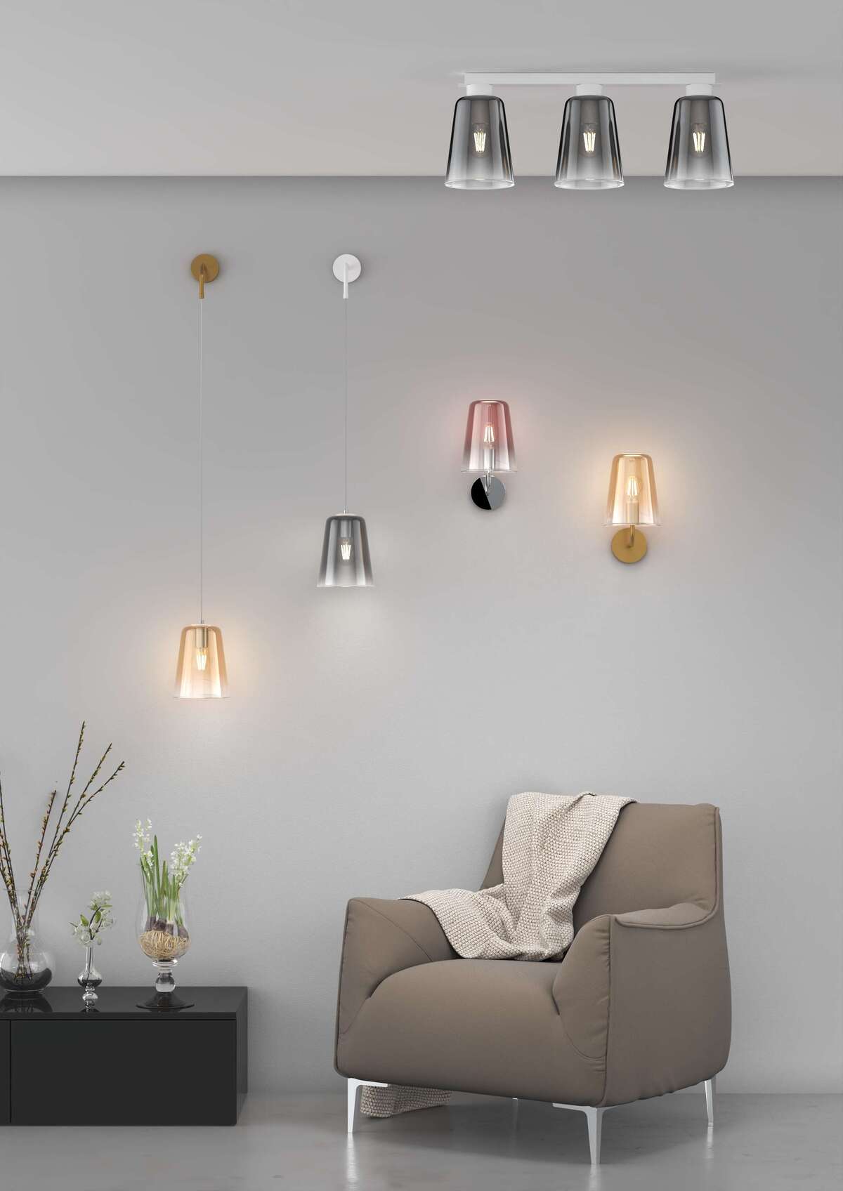 1164OS/AT-AM SHADED APPLIQUE OTTONE SAT. 1 LUCE AMBRA