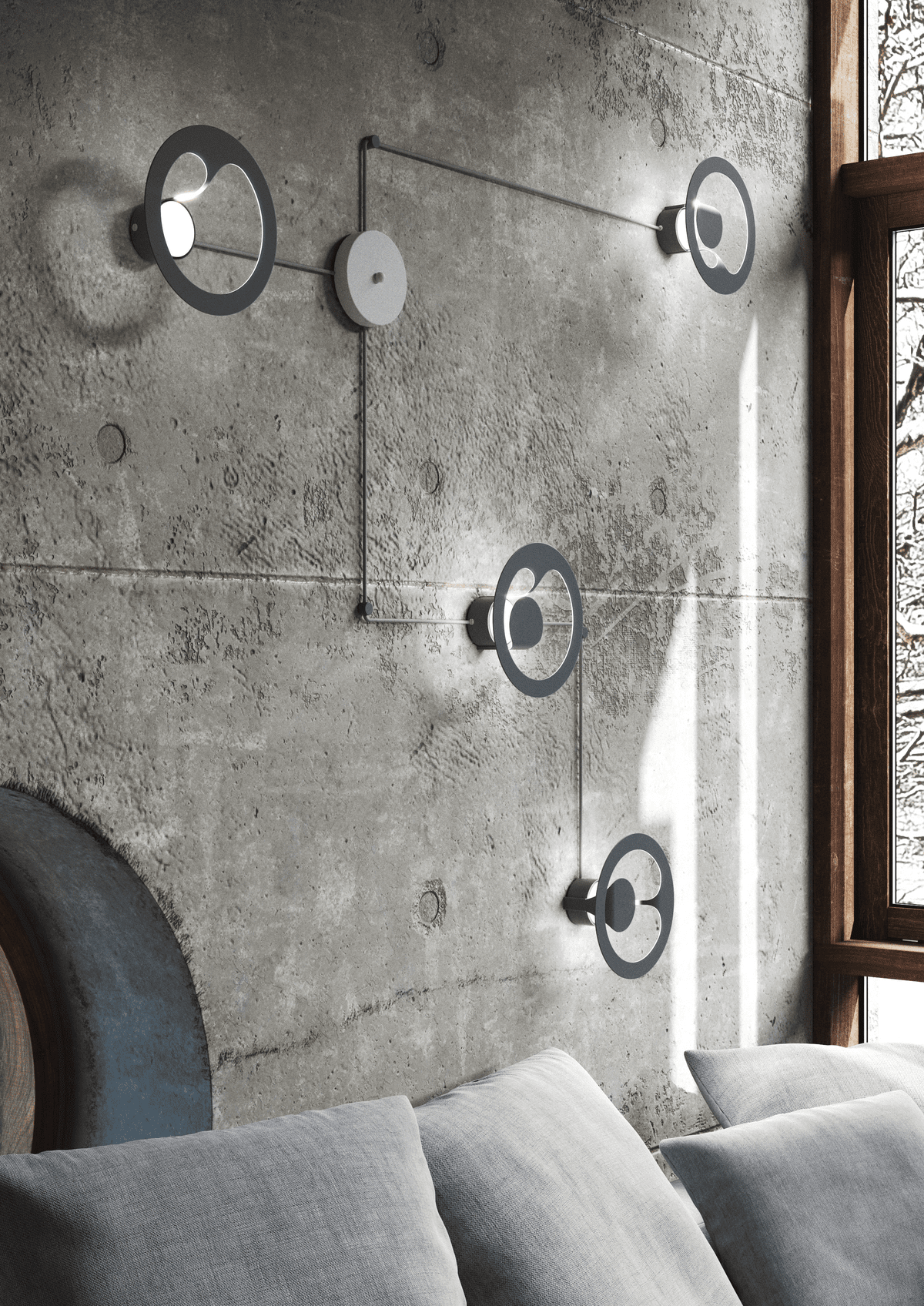1170/1-GA FUEL APPLIQUE/PLAFONIERA 1 LUCE GRIGIO ANTRACITE