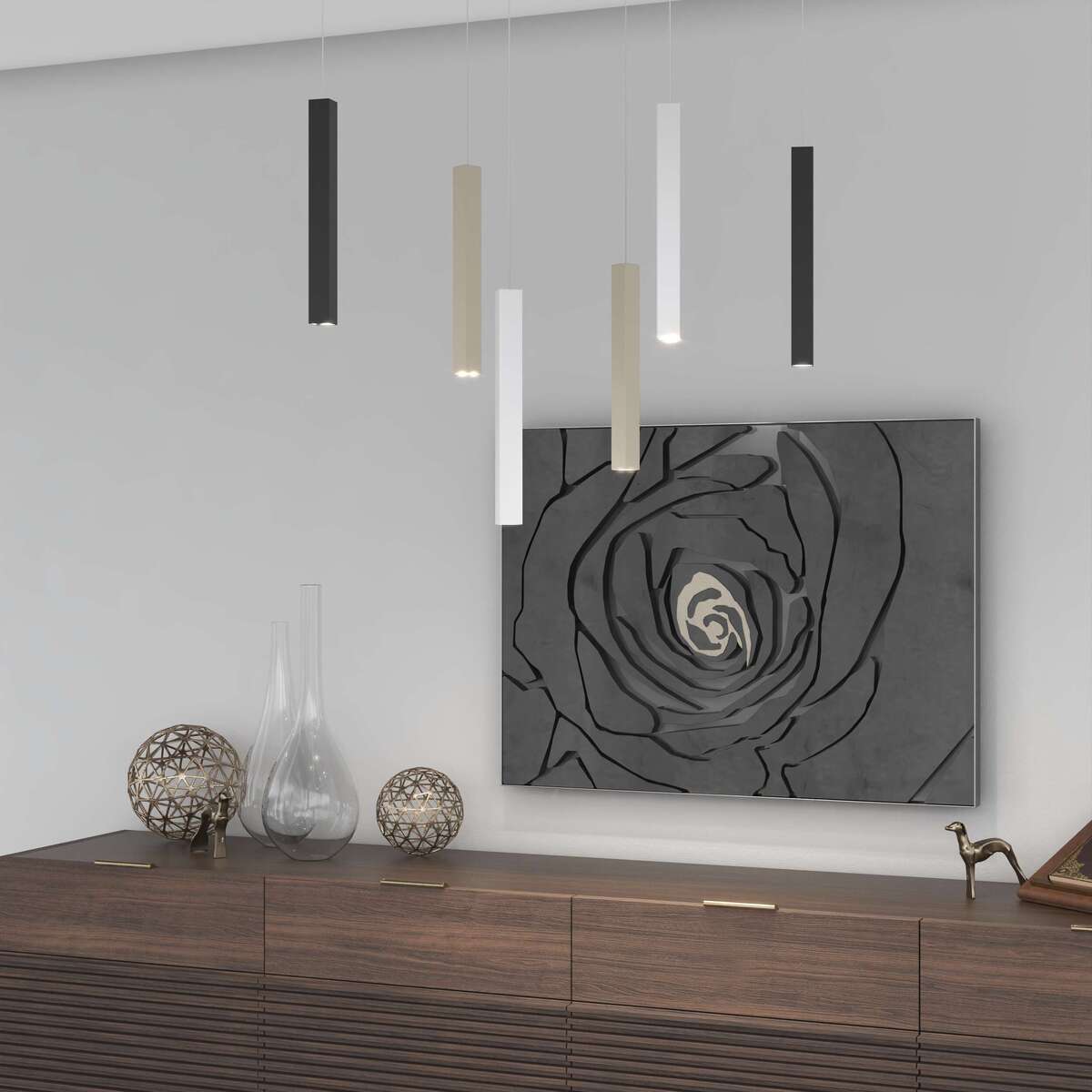 1173/S1-BI SQUARE TUBE SOSPENSIONE 1 LUCE BIANCO CAVO CM.250 CON BASE