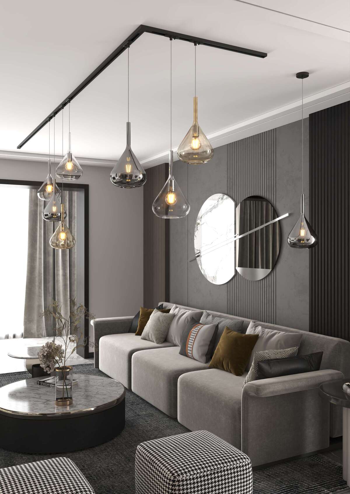 1177MONONE/S1-TR KONA SOSP. 1 LUCE CON CAVO CM 250 TRASPARENTE E PRENDI CORRENTE NERO PER BINARIO MONO
