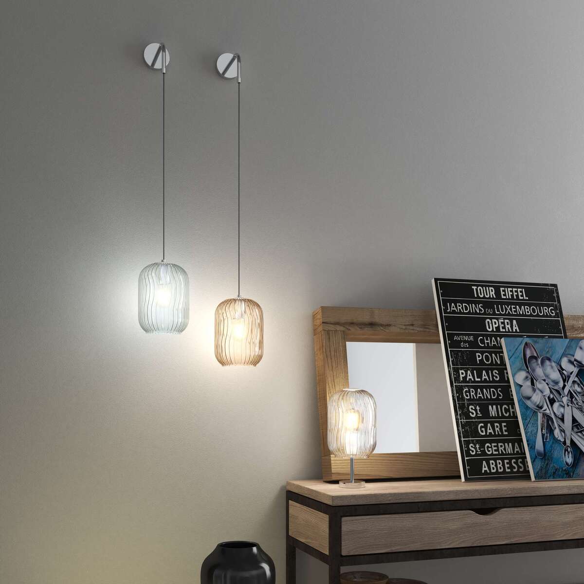 1181CR/A-VE TENDER APPLIQUE REGOLABILE CROMO 1 LUCE VETRO VERDE