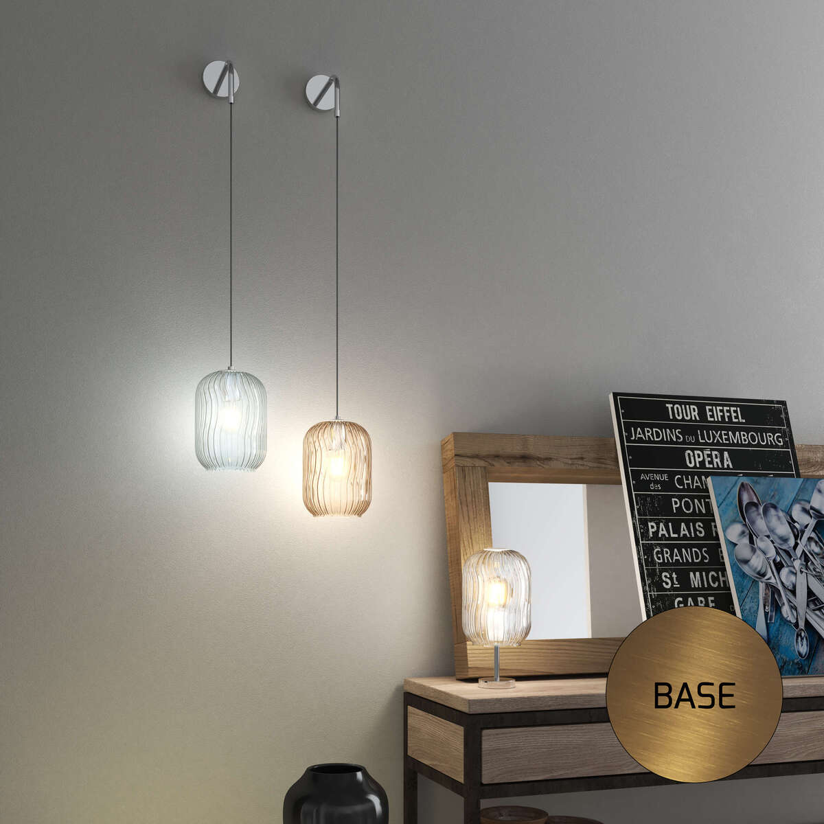 1181OS/A-VE TENDER APPLIQUE REGOLABILE OTTONE SAT. 1 LUCE VETRO VERDE