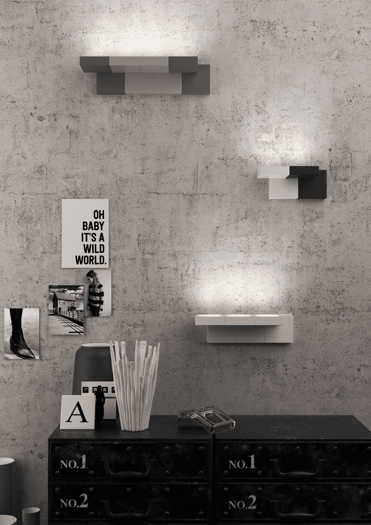 1183/A-BI UP APPLIQUE 1 LUCE BIANCO