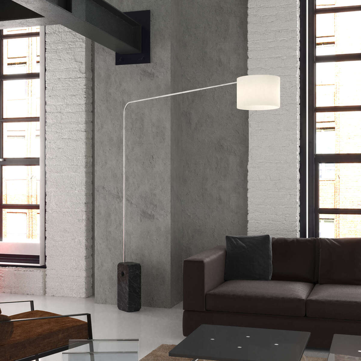 1189/B2-CIB CORNER PIANTANA 1189 TUBO SINGOLA CURVA - BASE PARALLELEPIPEDO NERO - DIFFUSORE CILINDRICO BIANCO