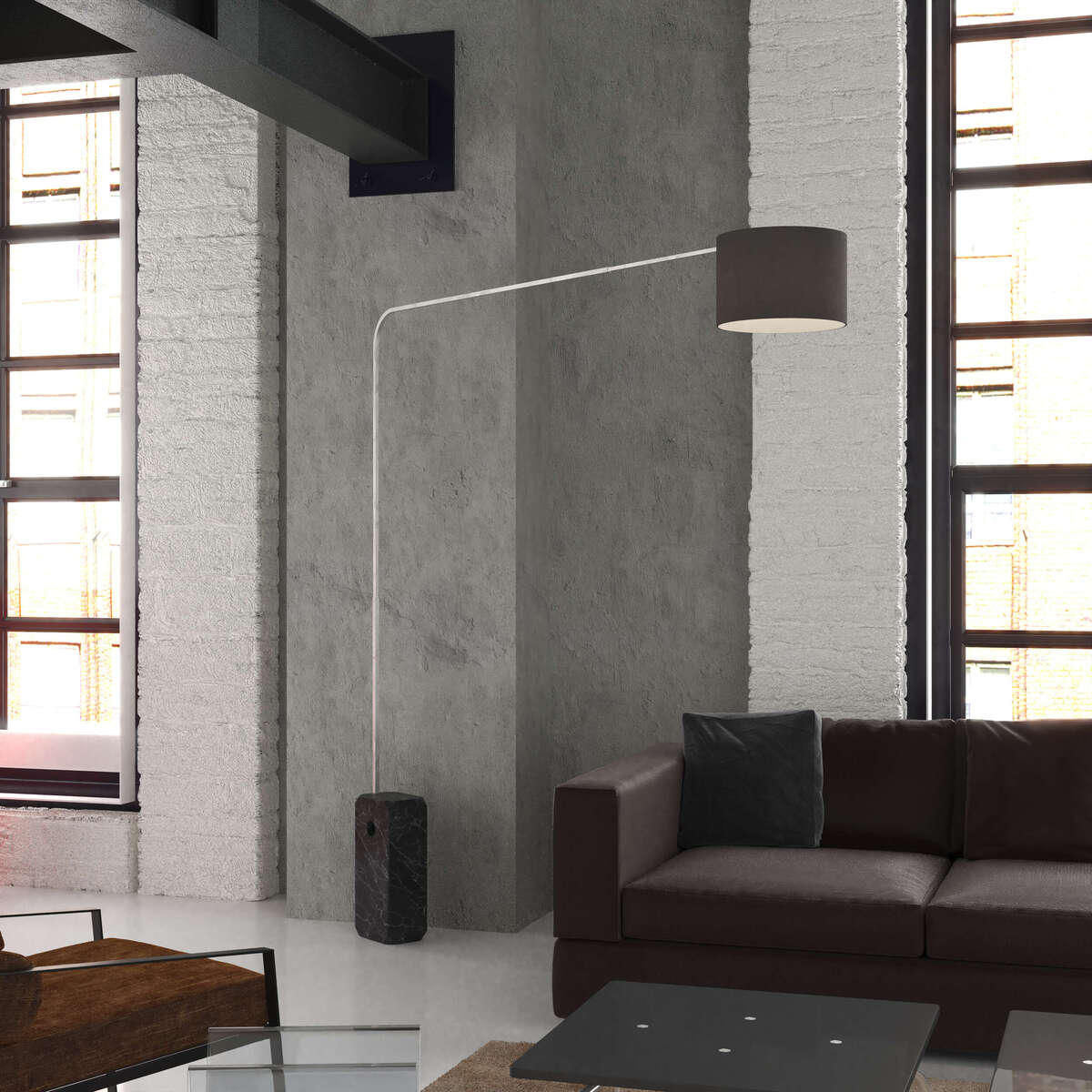 1189/B2-CIN CORNER PIANTANA 1189 TUBO SINGOLA CURVA - BASE PARALLELEPIPEDO NERO - DIFFUSORE CILINDRICO NERO