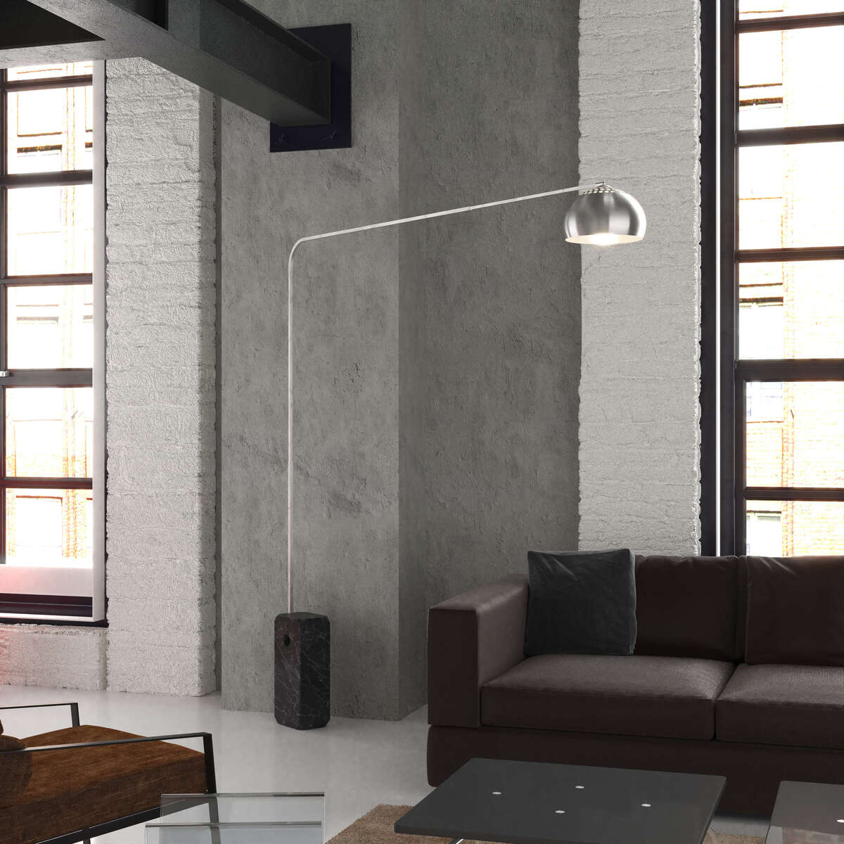 1189/B2-CUP CORNER PIANTANA 1189 TUBO SINGOLA CURVA - BASE PARALLELEPIPEDO NERO - DIFFUSORE METALLICO