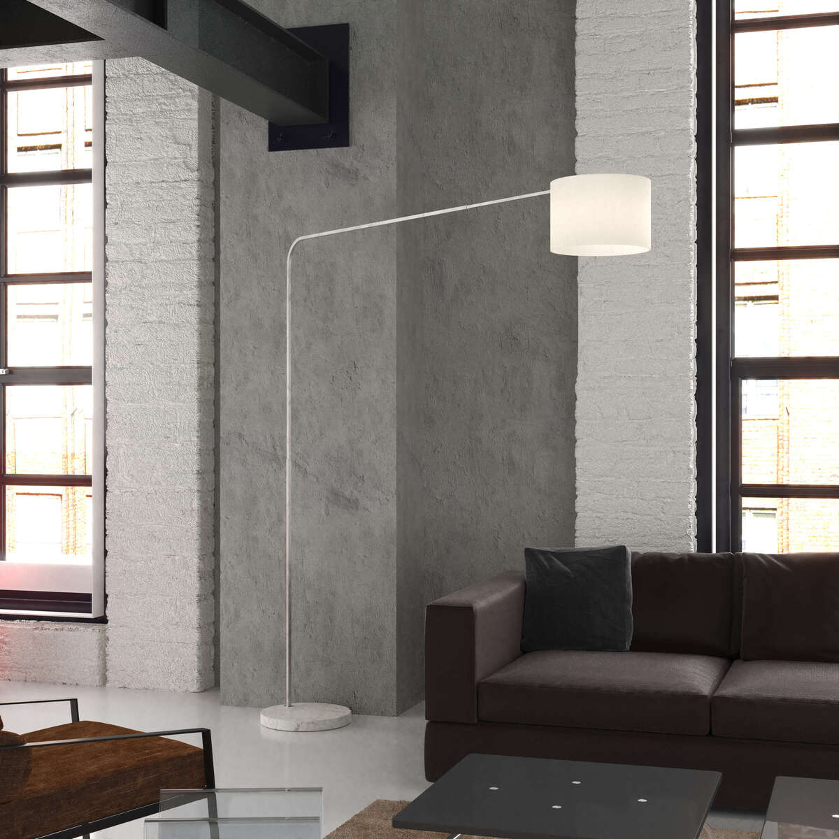 1189/B3-CIB CORNER PIANTANA 1189 TUBO SINGOLA CURVA - BASE PIANA BIANCO - DIFFUSORE CILINDRICO BIANCO
