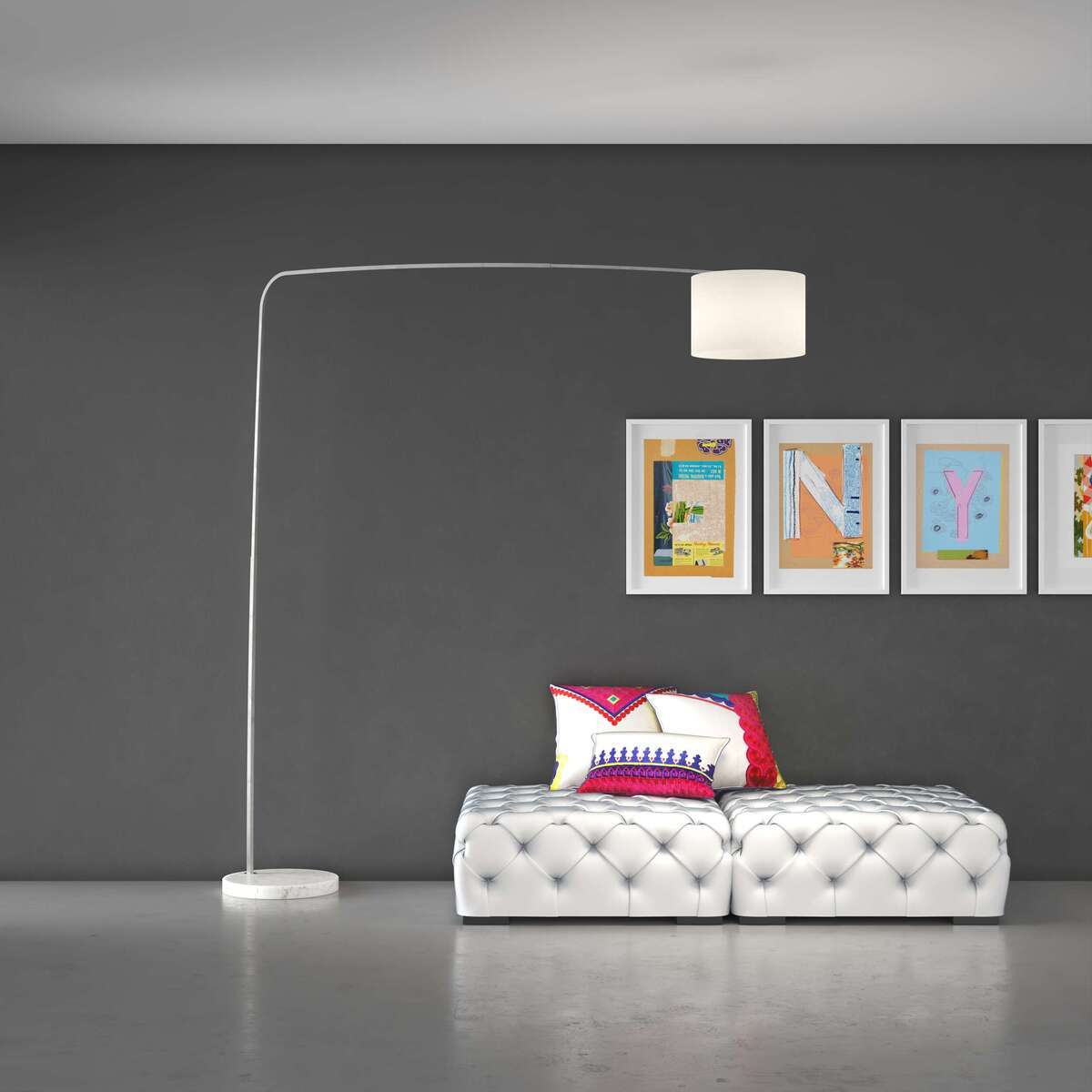1189/B3-CIB CORNER PIANTANA 1189 TUBO SINGOLA CURVA - BASE PIANA BIANCO - DIFFUSORE CILINDRICO BIANCO