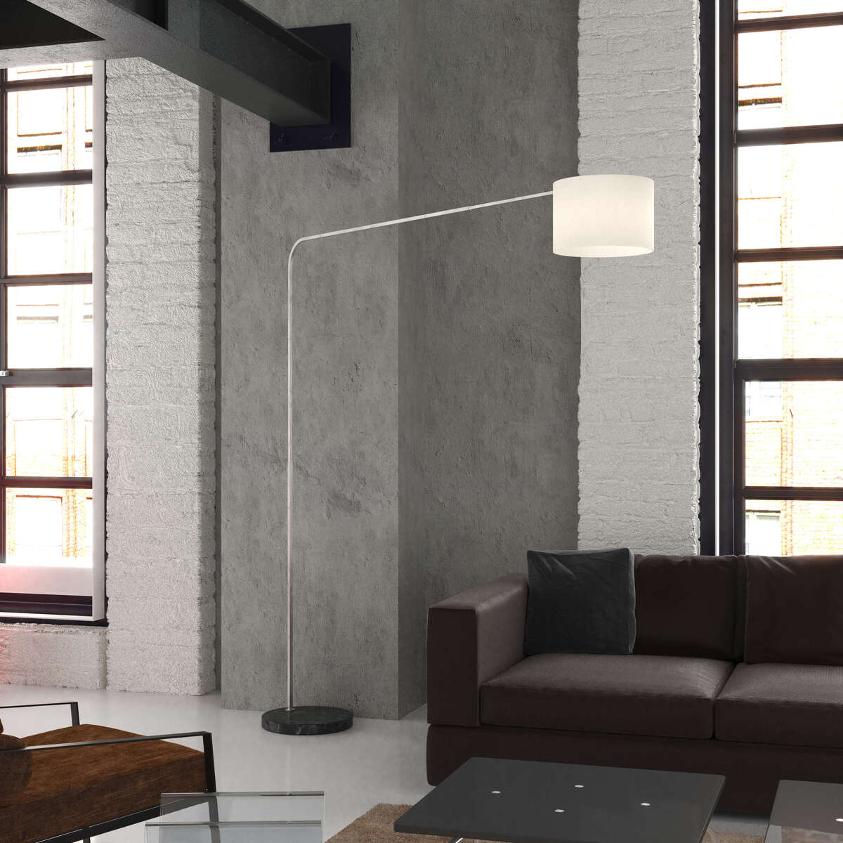 1189/B4-CIB CORNER PIANTANA 1189 TUBO SINGOLA CURVA - BASE PIANA NERO - DIFFUSORE CILINDRICO BIANCO