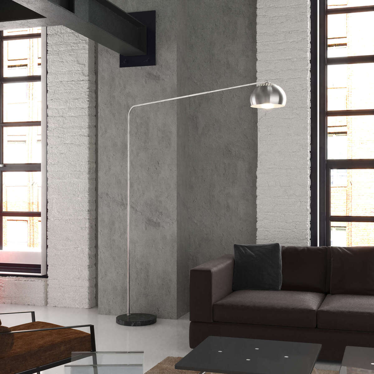 1189/B4-CUP CORNER PIANTANA 1189 TUBO SINGOLA CURVA - BASE PIANA NERO - DIFFUSORE METALLICO