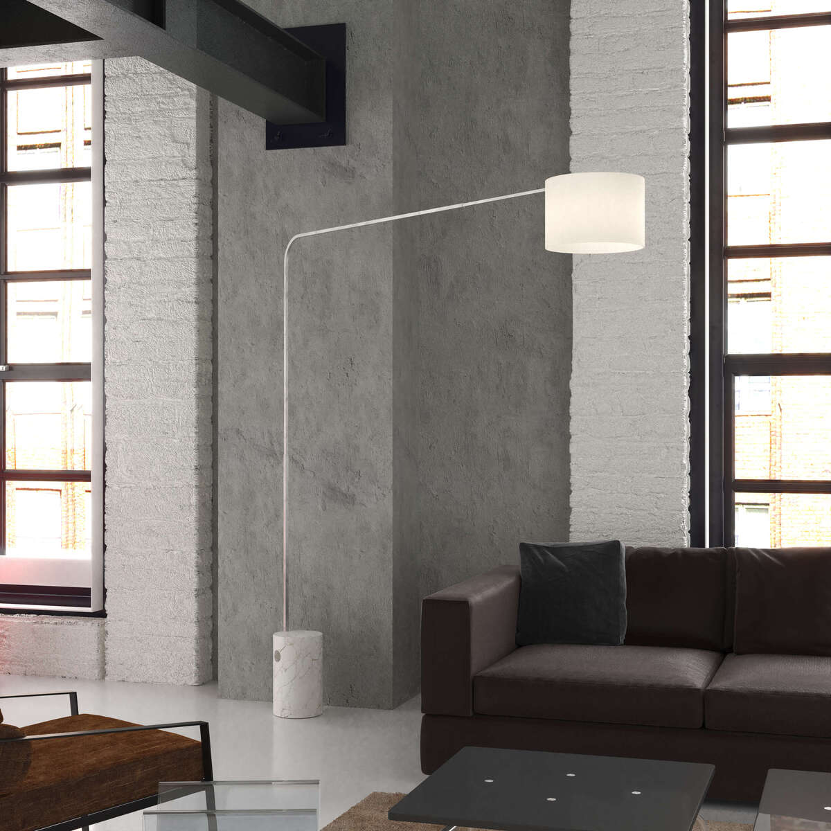 1189/B5-CIB CORNER PIANTANA 1189 TUBO SINGOLA CURVA - BASE CILINDRICA BIANCO - DIFFUSORE CILINDRICO BIANCO