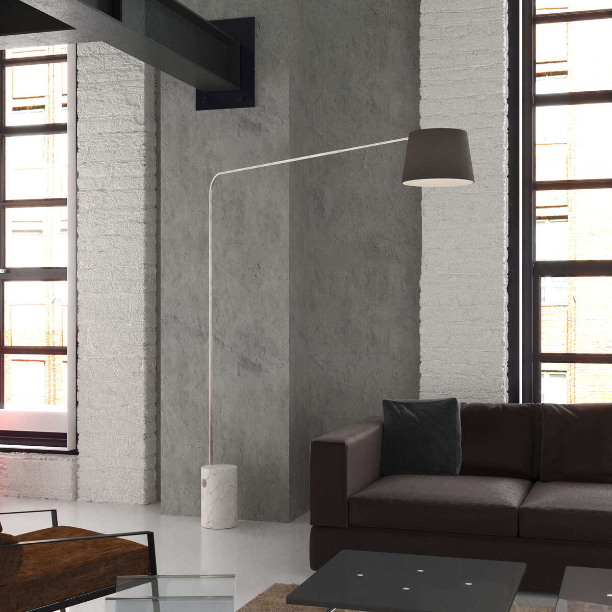 1189/B5-CON CORNER PIANTANA 1189 TUBO SINGOLA CURVA - BASE CILINDRICA BIANCO - DIFFUSORE CONICO NERO