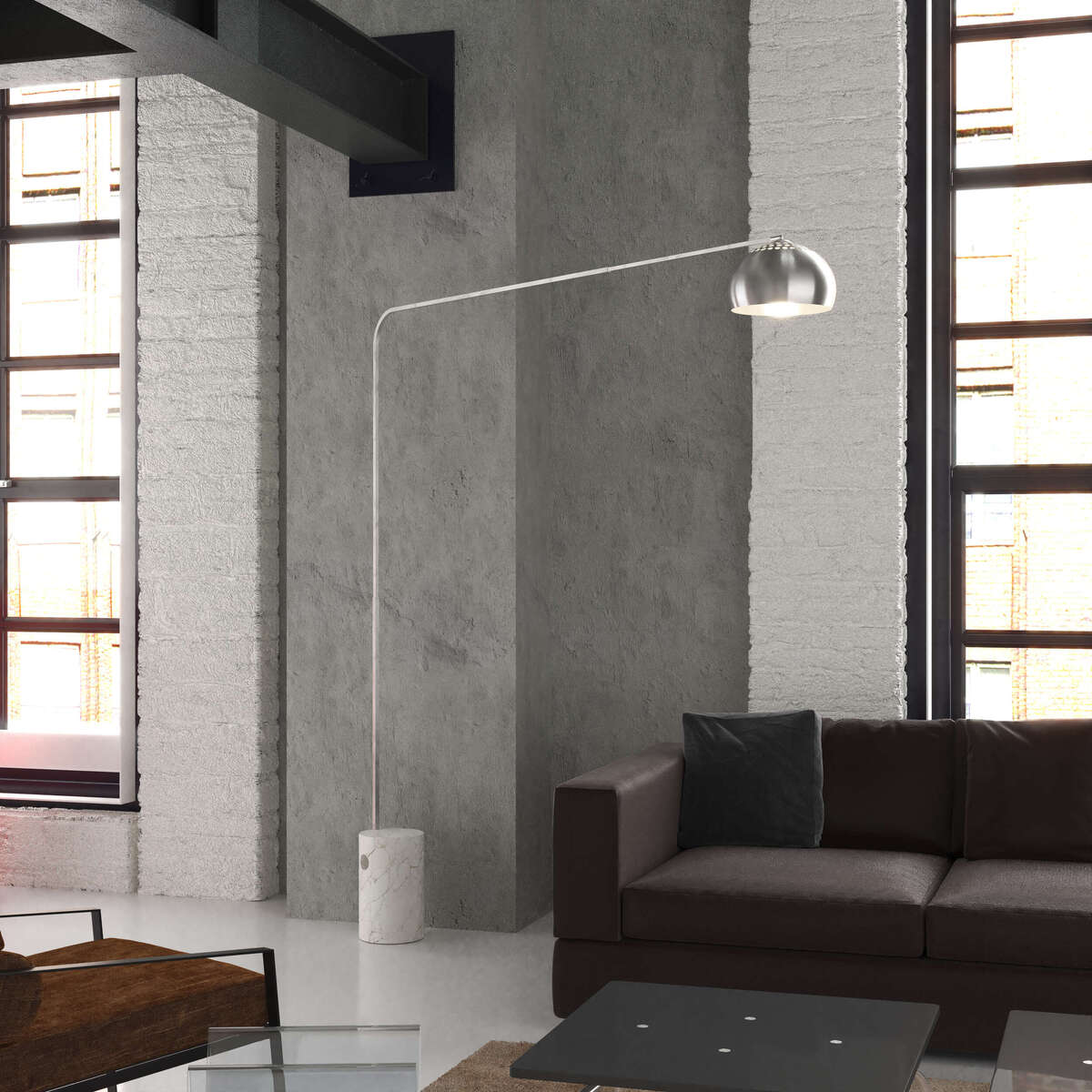 1189/B5-CUP CORNER PIANTANA 1189 TUBO SINGOLA CURVA - BASE CILINDRICA BIANCO - DIFFUSORE METALLICO