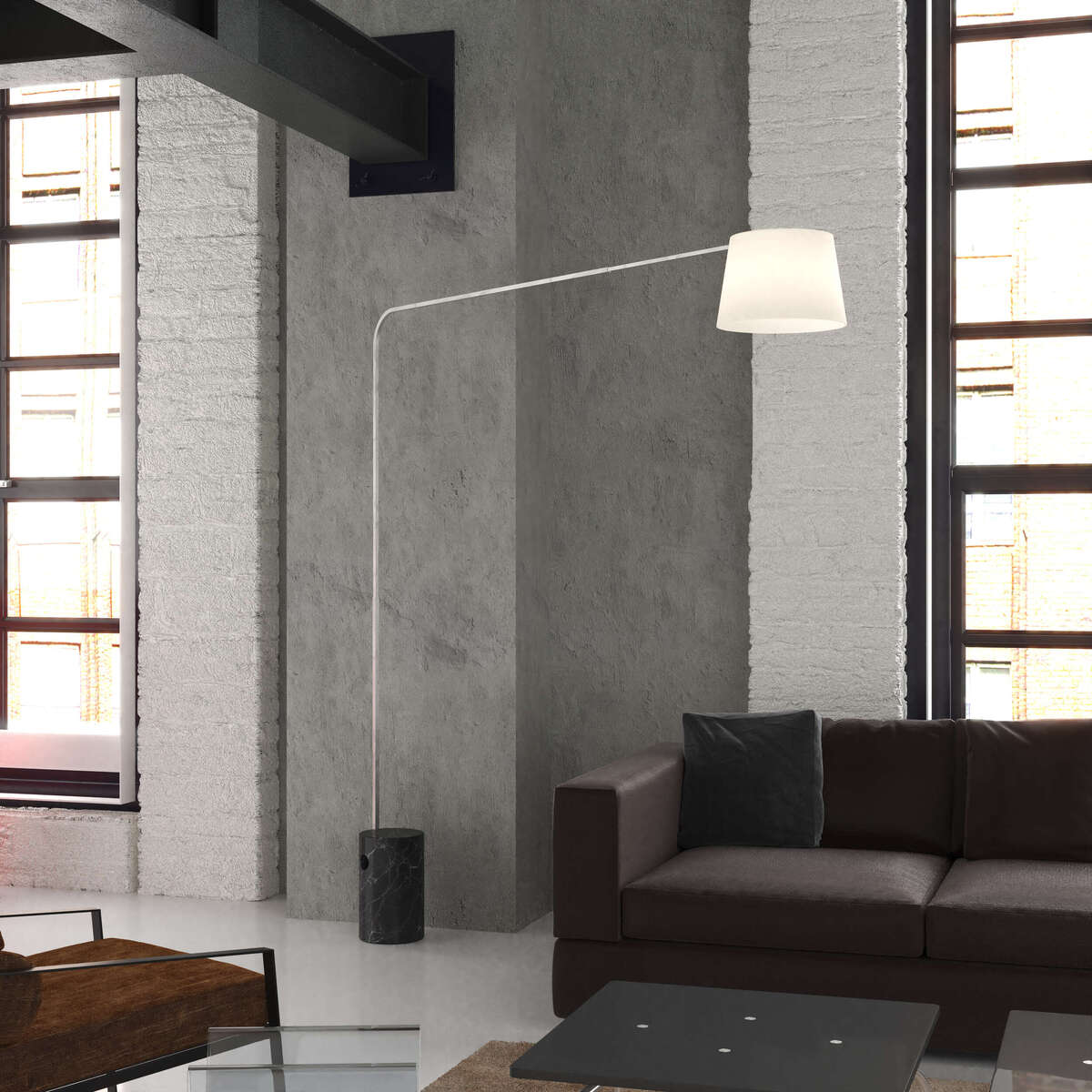 1189/B6-COB CORNER PIANTANA 1189 TUBO SINGOLA CURVA - BASE CILINDRICA NERO - DIFFUSORE CONICO BIANCO