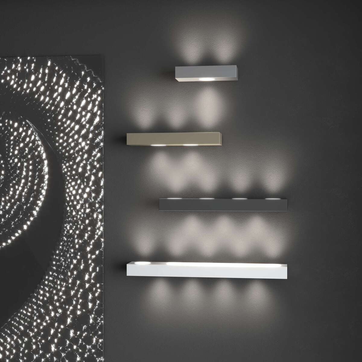 1190/A7-GA BEASIDE APPLIQUE 7 LUCI BIEMISSIONE GRIGIO ANTRACITE