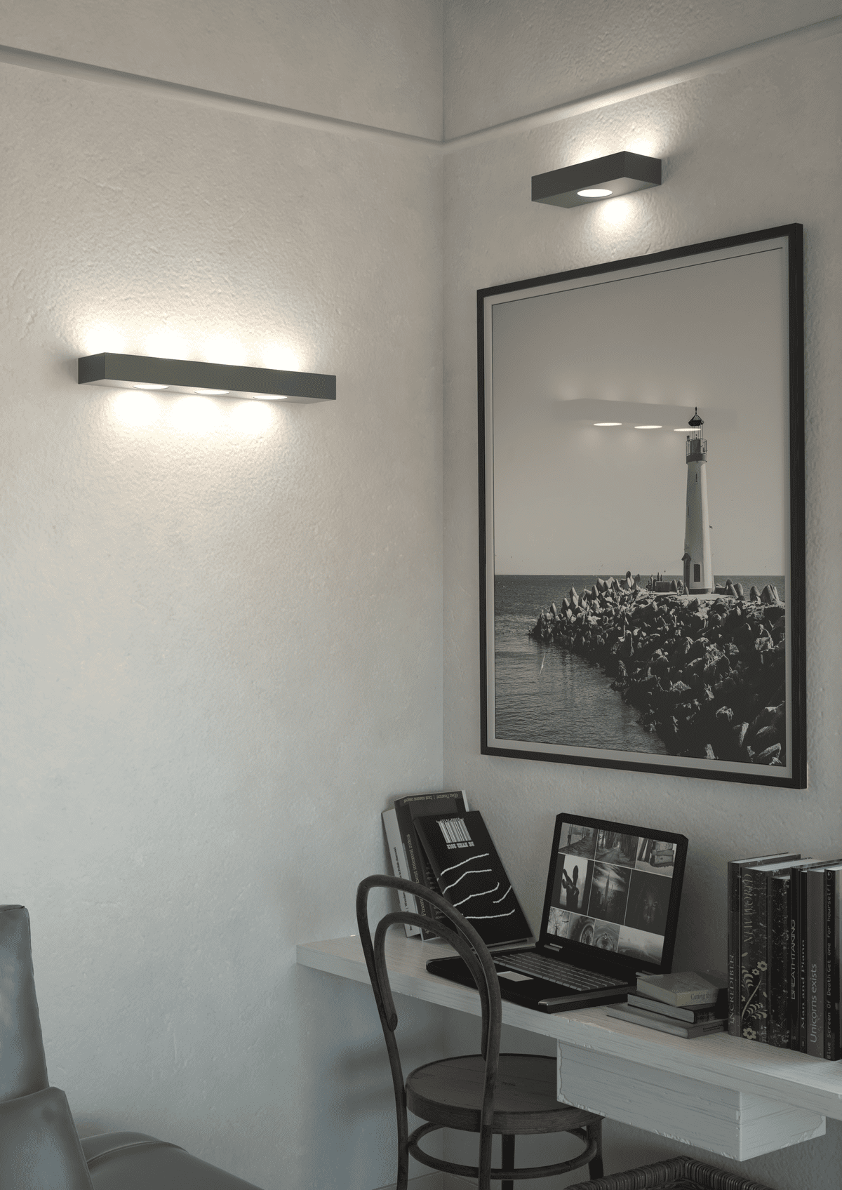 1190/A7-GA BEASIDE APPLIQUE 7 LUCI BIEMISSIONE GRIGIO ANTRACITE