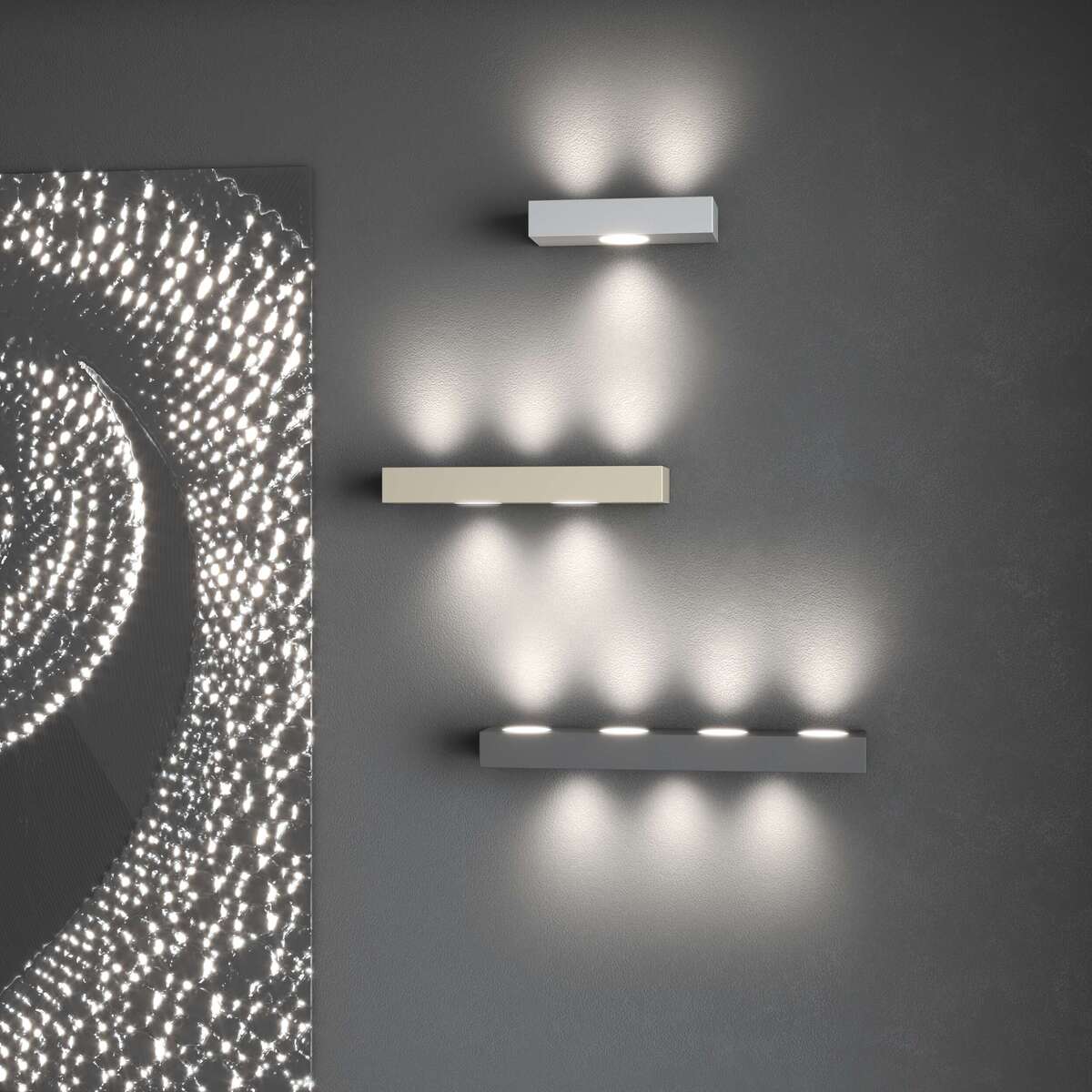 1190/A7-GA BEASIDE APPLIQUE 7 LUCI BIEMISSIONE GRIGIO ANTRACITE
