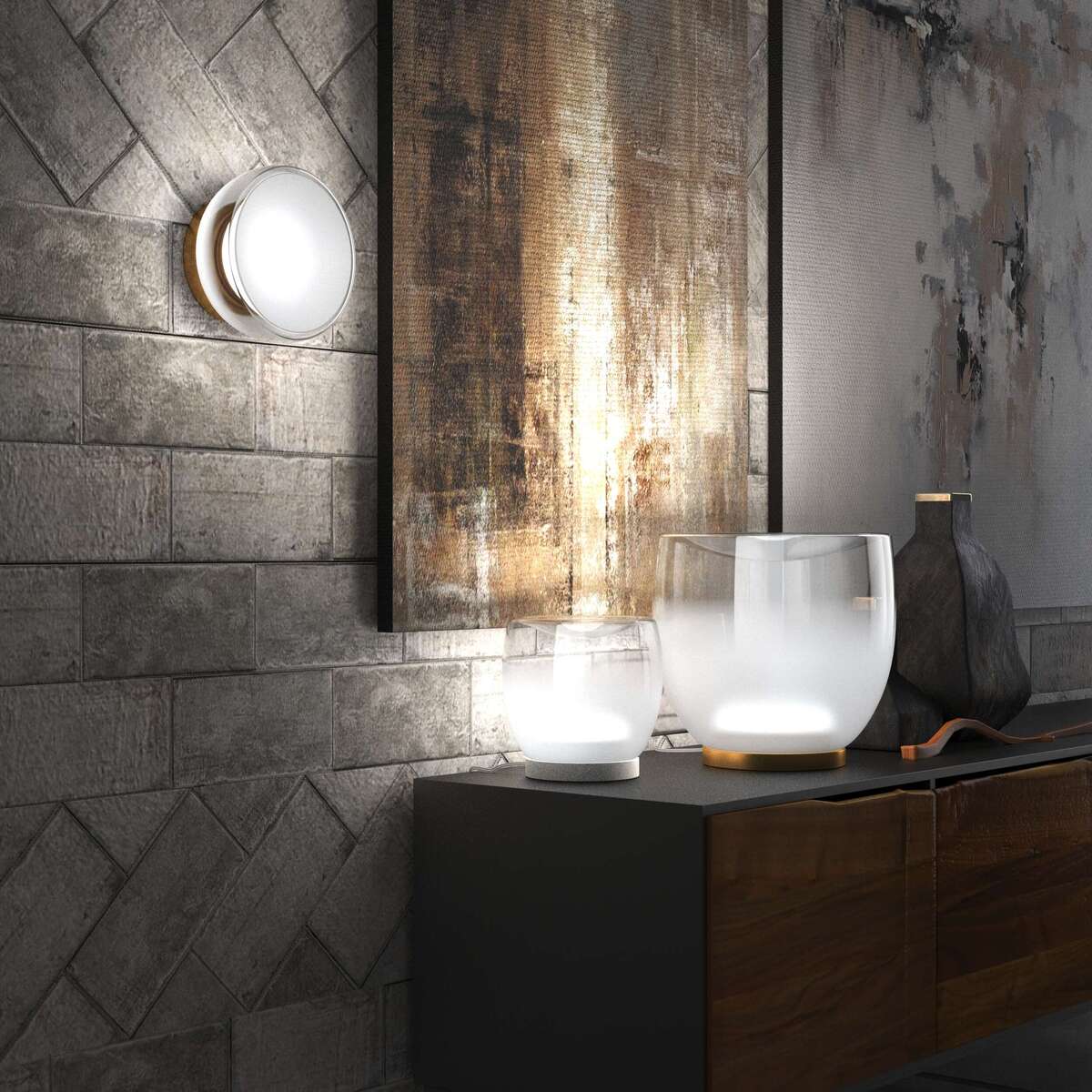 1192OO/LT DRUM LAMPADA DA TAVOLO DECORO ORO OPACO VETRO GRANDE