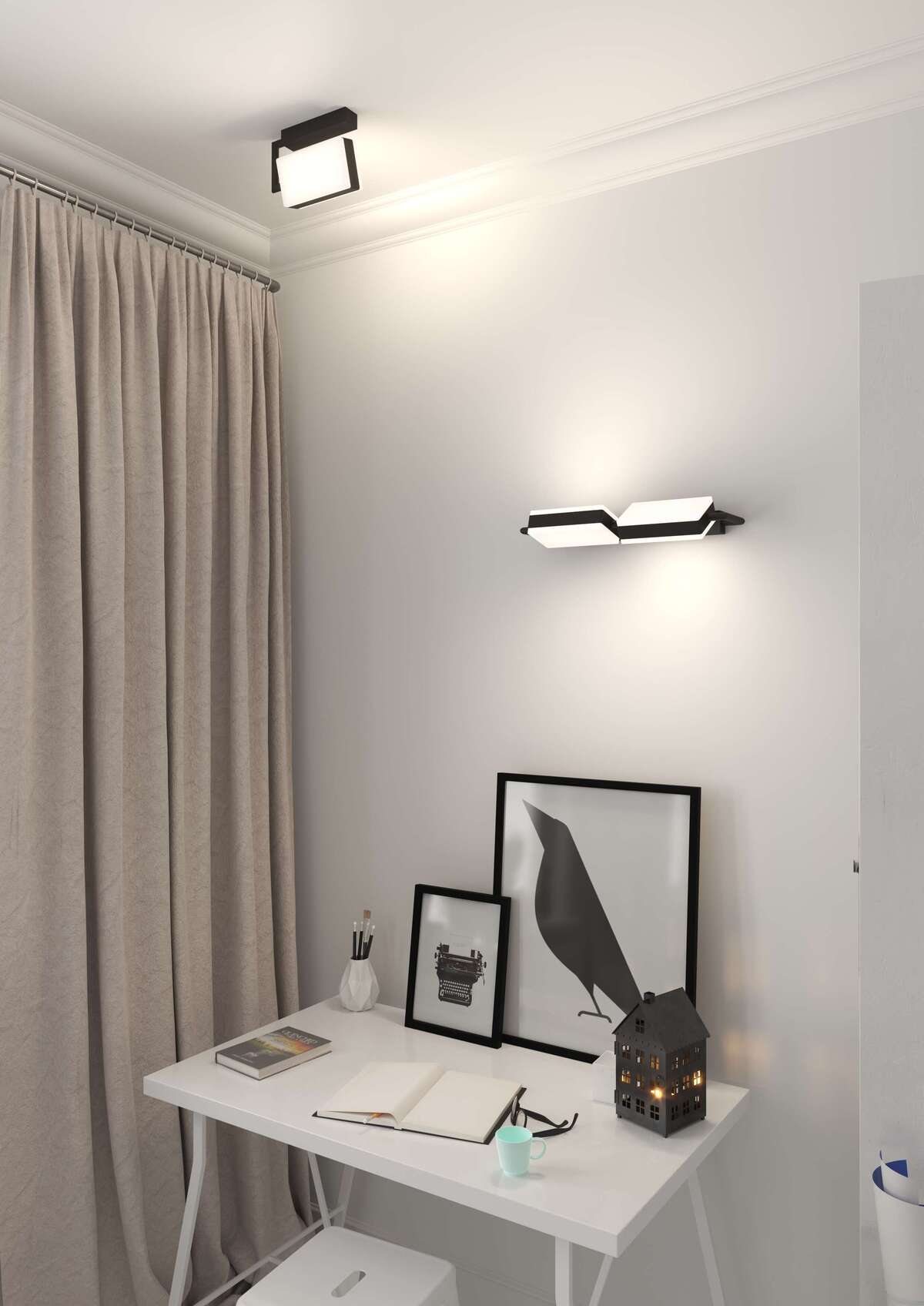 1212/4-NE KUBI APPLIQUE/PLAFONIERA GRANDE NERO A LED INTEGR. SWITCH 3000/4000