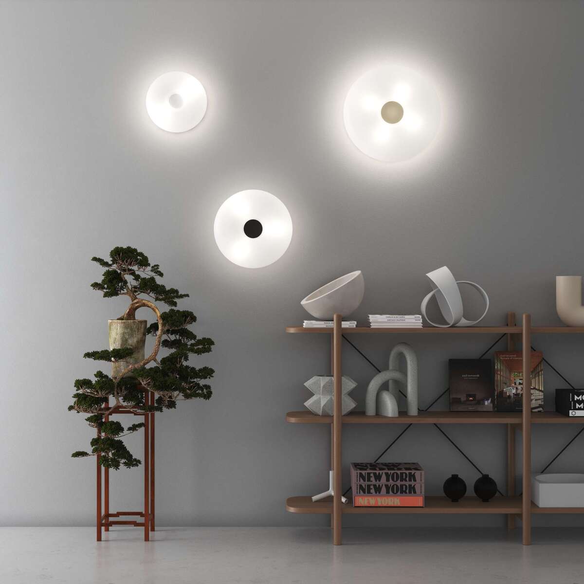 1217/PLP BENNY APPLIQUE/PLAFONIERA 33 CM. 2 LUCI VETRO OPALE SAT. + 3 DECORI INCLUSI (BI+NE+SA)