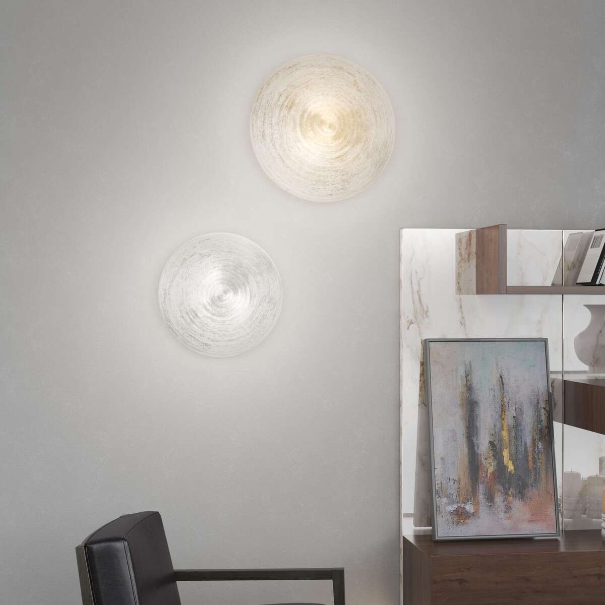 1219/60-SI JELLY APPLIQUE/PLAFONIERA 60 CM. 3 LUCI VETRO OPALE CON DECORO GEL ARGENTO
