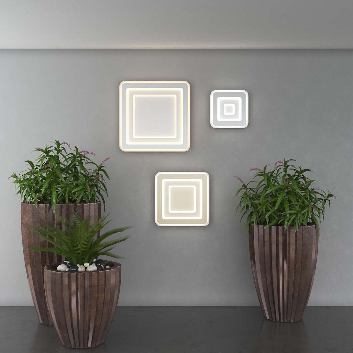 1220/65-SA ZOOM APPLIQUE/PLAFONIERA QUADRA 65X65 SABBIA CCT 3000/3500/4000 SWITCH