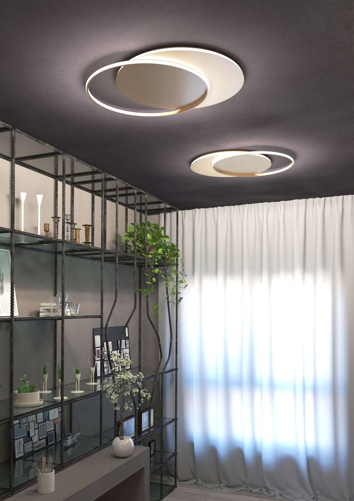 1224/80-BI MERCURY APPLIQUE/PLAFONIERA GRANDE BIANCO CCT 3000/4000 SWITCH