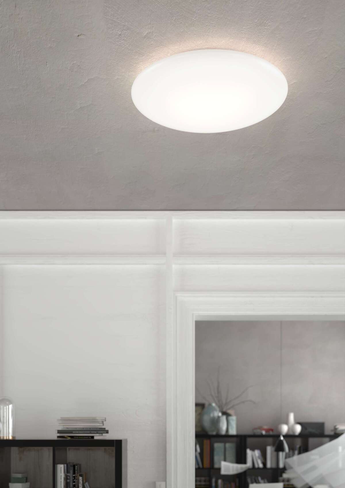 1233/60 DISCOVERY APPLIQUE/PLAFONIERA 60 CM. 3 LUCI VETRO BIANCO OPALE