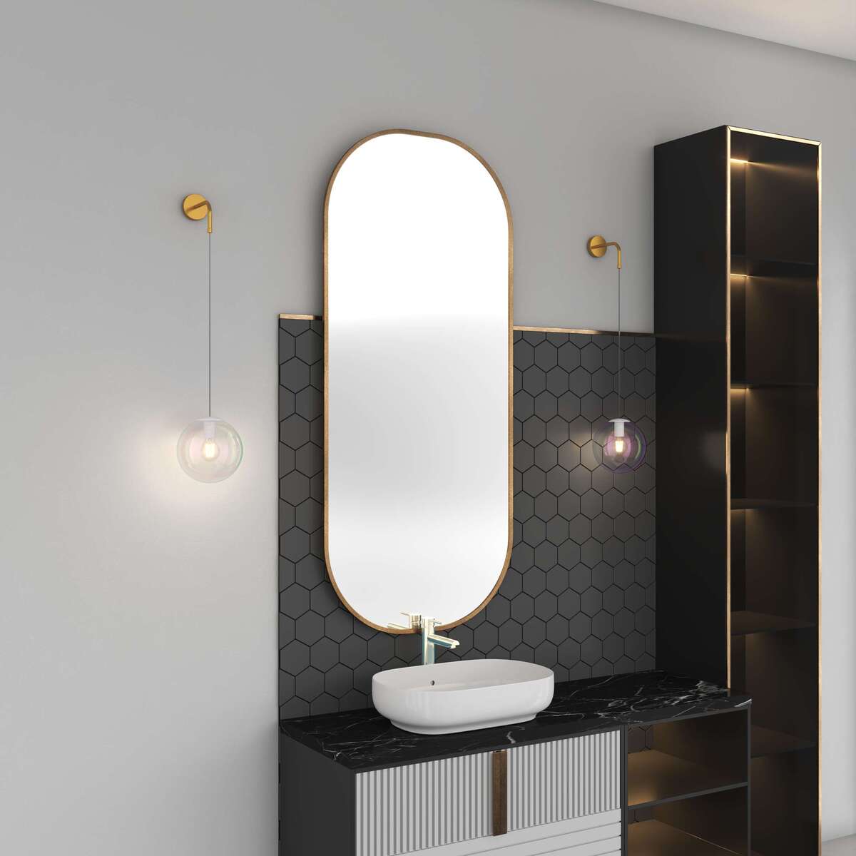 1234OS/A APPLIQUE OTTONE SAT. 1 LUCE VETRO IRIDE