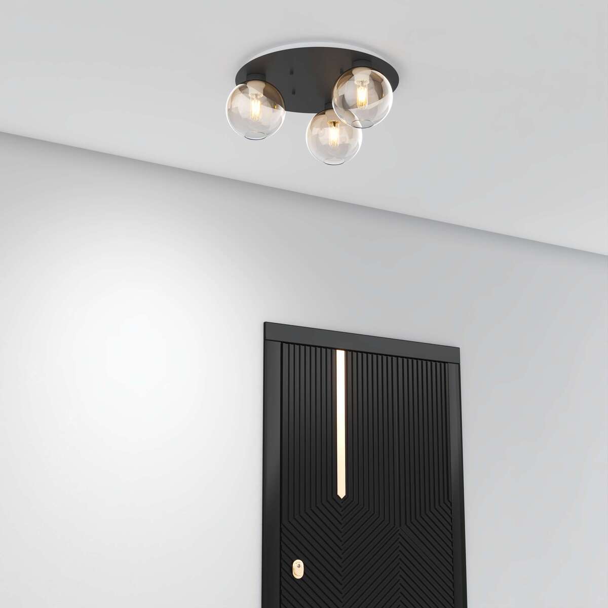 1240NB/PL3 T-AM L-LINE PLAFONIERA NEARLY BLACK 3 LUCI TONDO VETRI AMBRA