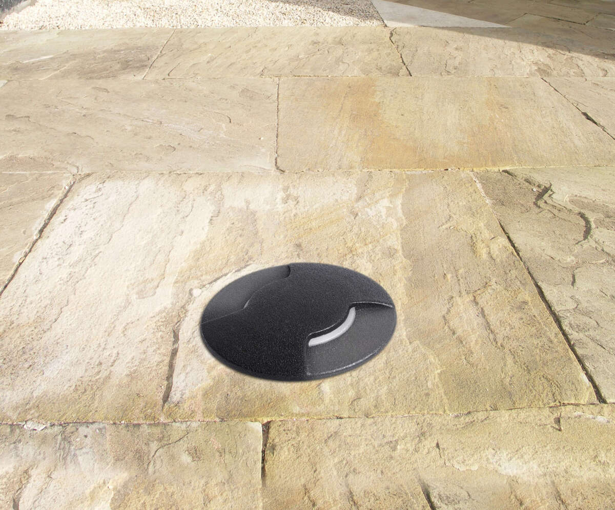CAPRI/CA-TB9-NE CAPRI CALPESTABILE INCASSO TONDO 9 CM. 1 LUCE BIEMISSIONE NERO IP67 GU10 LED 6W CCT INCLUSA