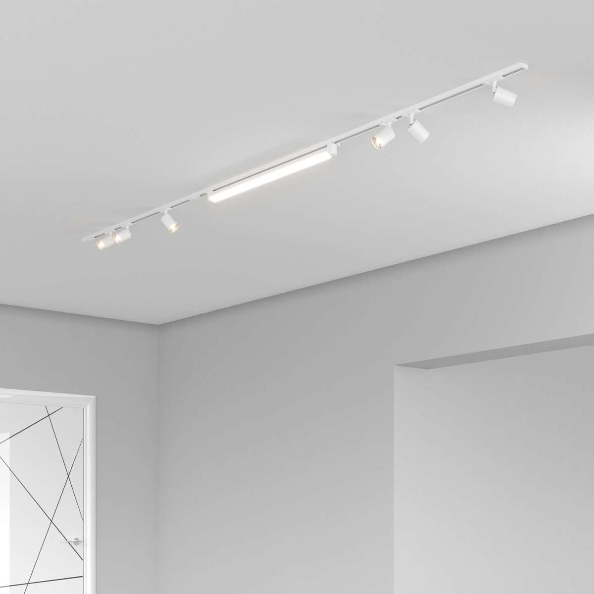 MONO/MIXKIT-300-N-BI MONO KIT BINARIO BIANCO 300 CM. (200 + GIUNTO ELETTRIFICATO + 100 CM) + 6 PZ. FARETTO YARI-BI + 1PZ. ARGO90-N-BI LUCE NATURALE
