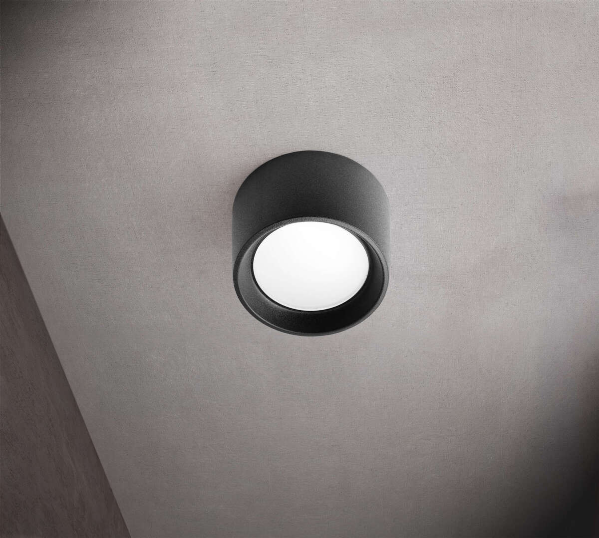 PISA/PLG-NE PISA PLAFONIERA GRANDE 1 LUCE NERO IP55 GX53 LED 10W CCT INCLUSA