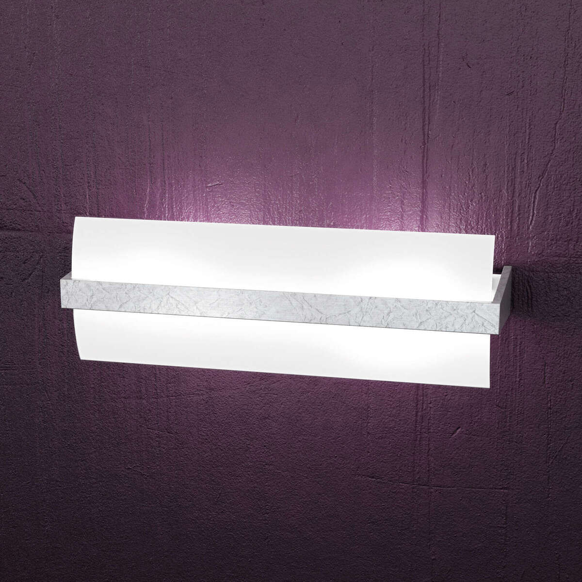 WOOD APPLIQUE CM.40 2 LUCI FOGLIA ARGENTO