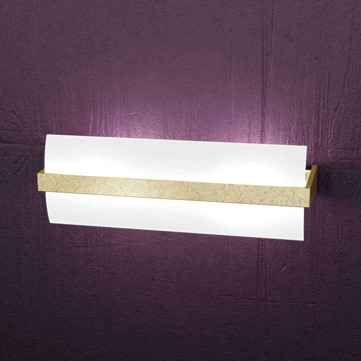 WOOD APPLIQUE CM.40 2 LUCI FOGLIA ORO