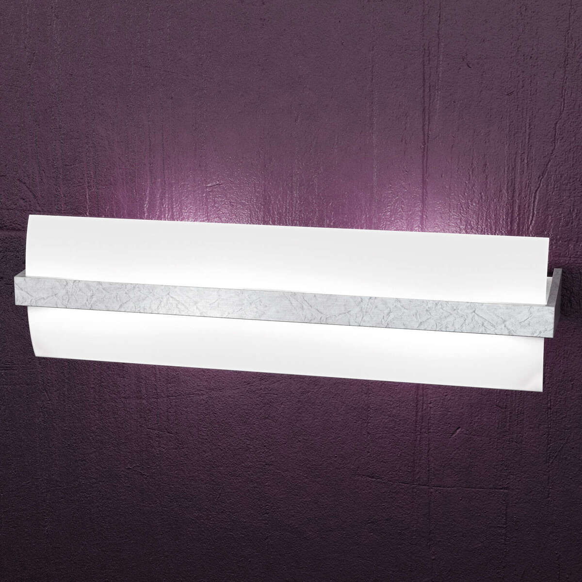 1019/A50-FA WOOD APPLIQUE CM.50 2 LUCI FOGLIA ARGENTO