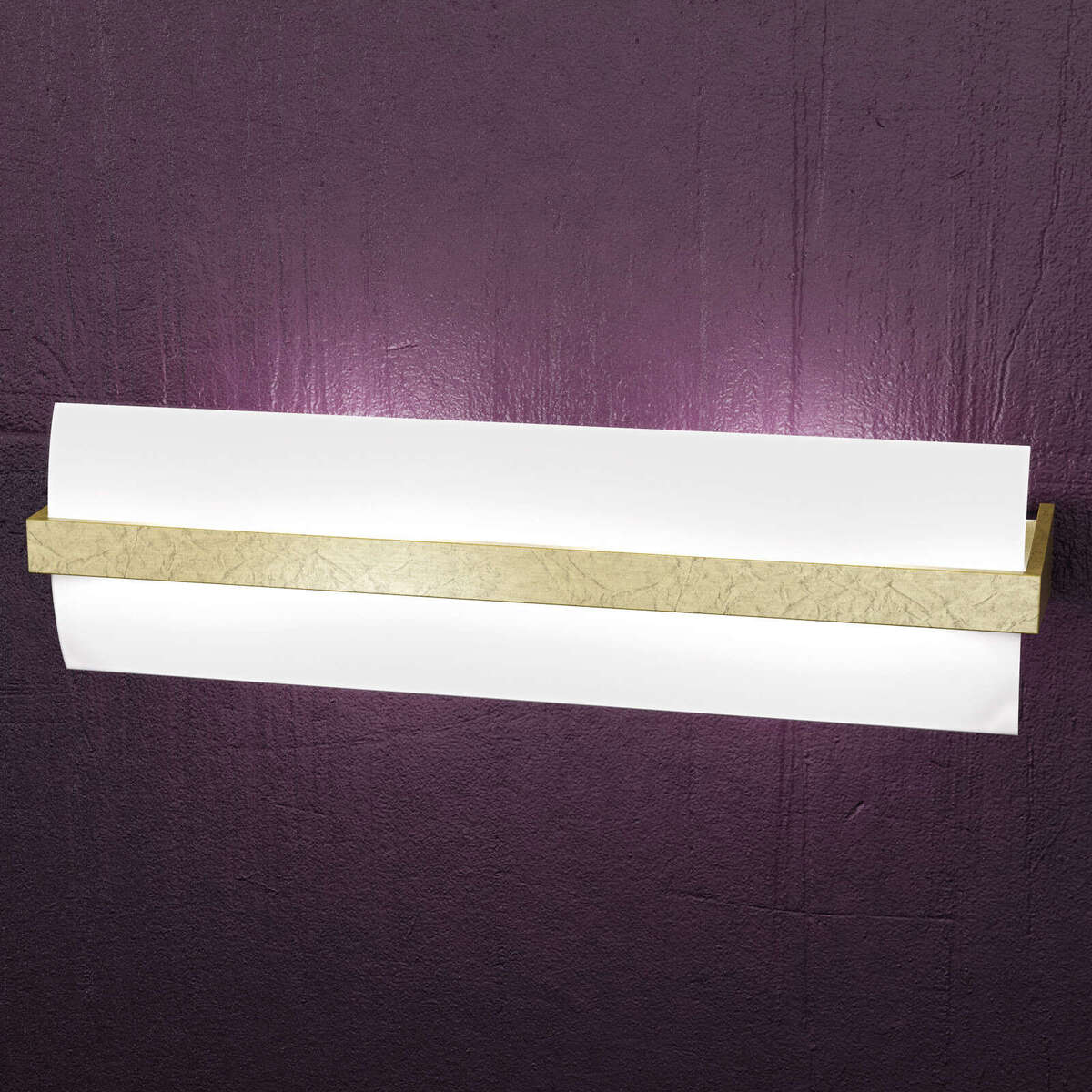 1019/A50-FO WOOD APPLIQUE CM.50 2 LUCI FOGLIA ORO