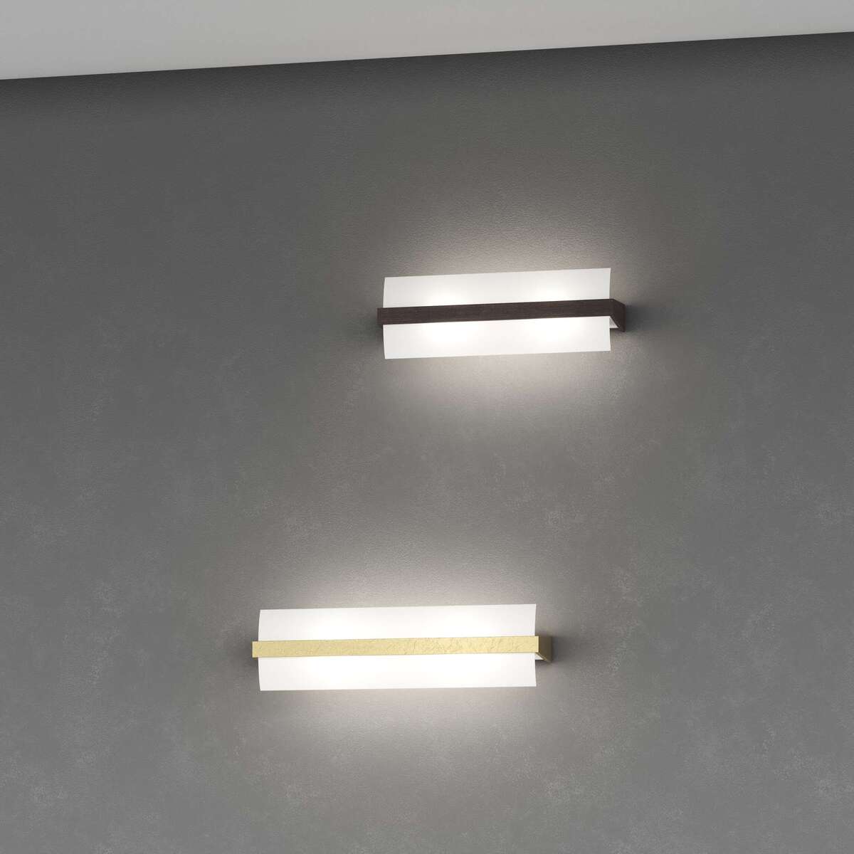 WOOD APPLIQUE CM.50 2 LUCI FOGLIA ORO