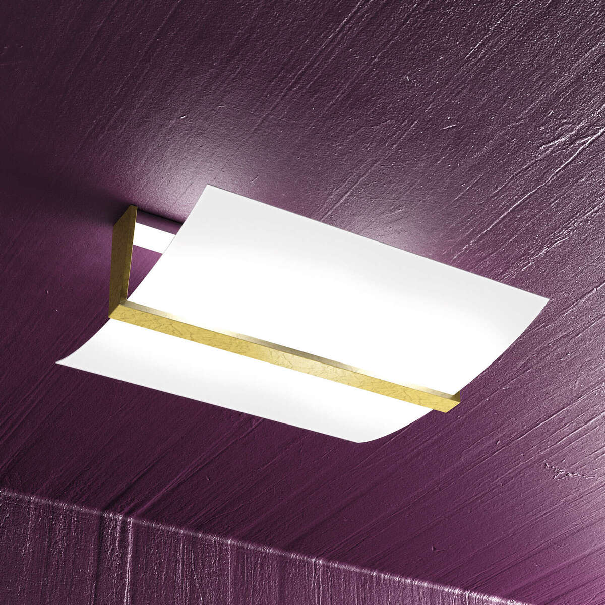 1019/PL40-FO WOOD PLAFONIERA CM.40 2 LUCI FOGLIA ORO
