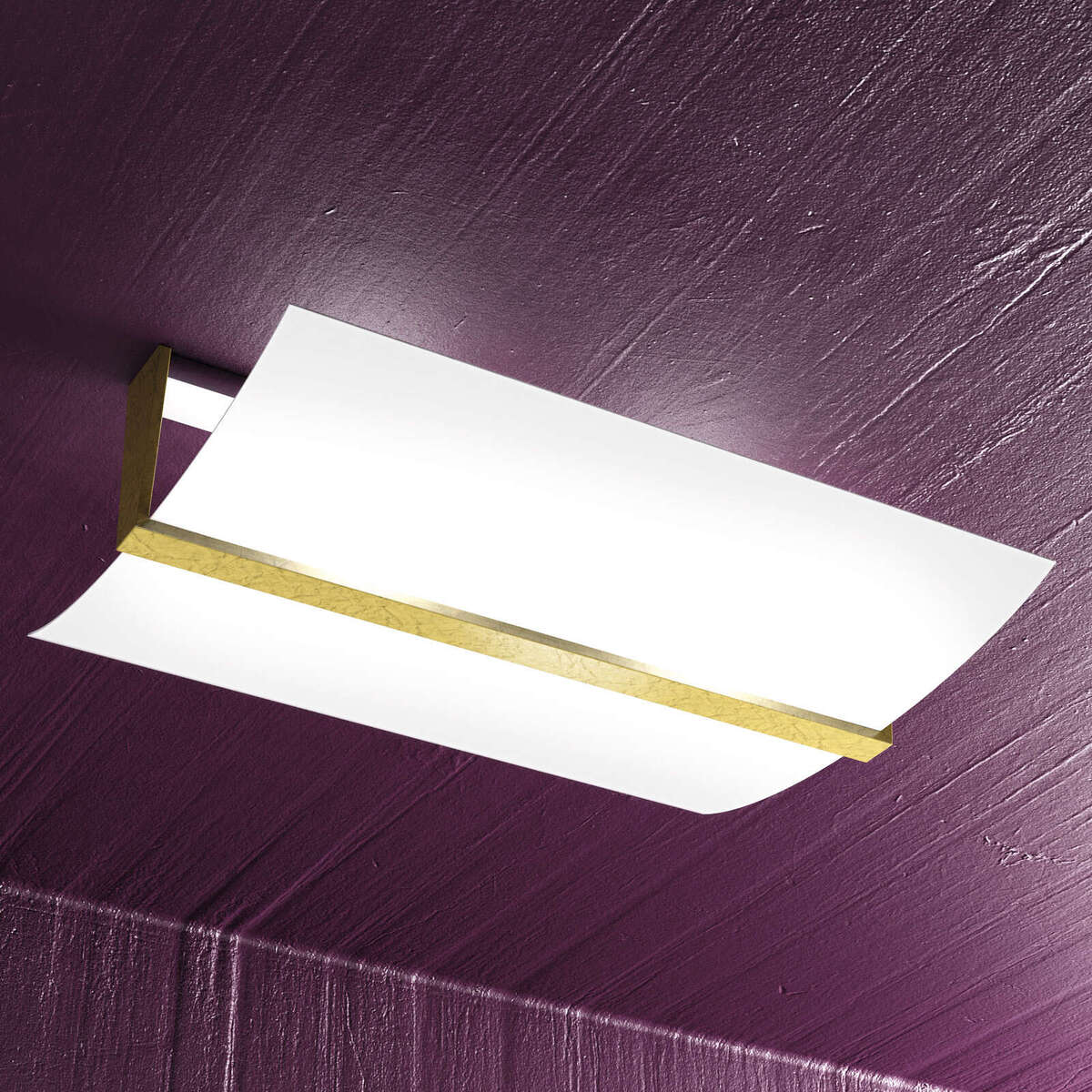 1019/PL50-FO WOOD PLAFONIERA CM.50 2 LUCI FOGLIA ORO