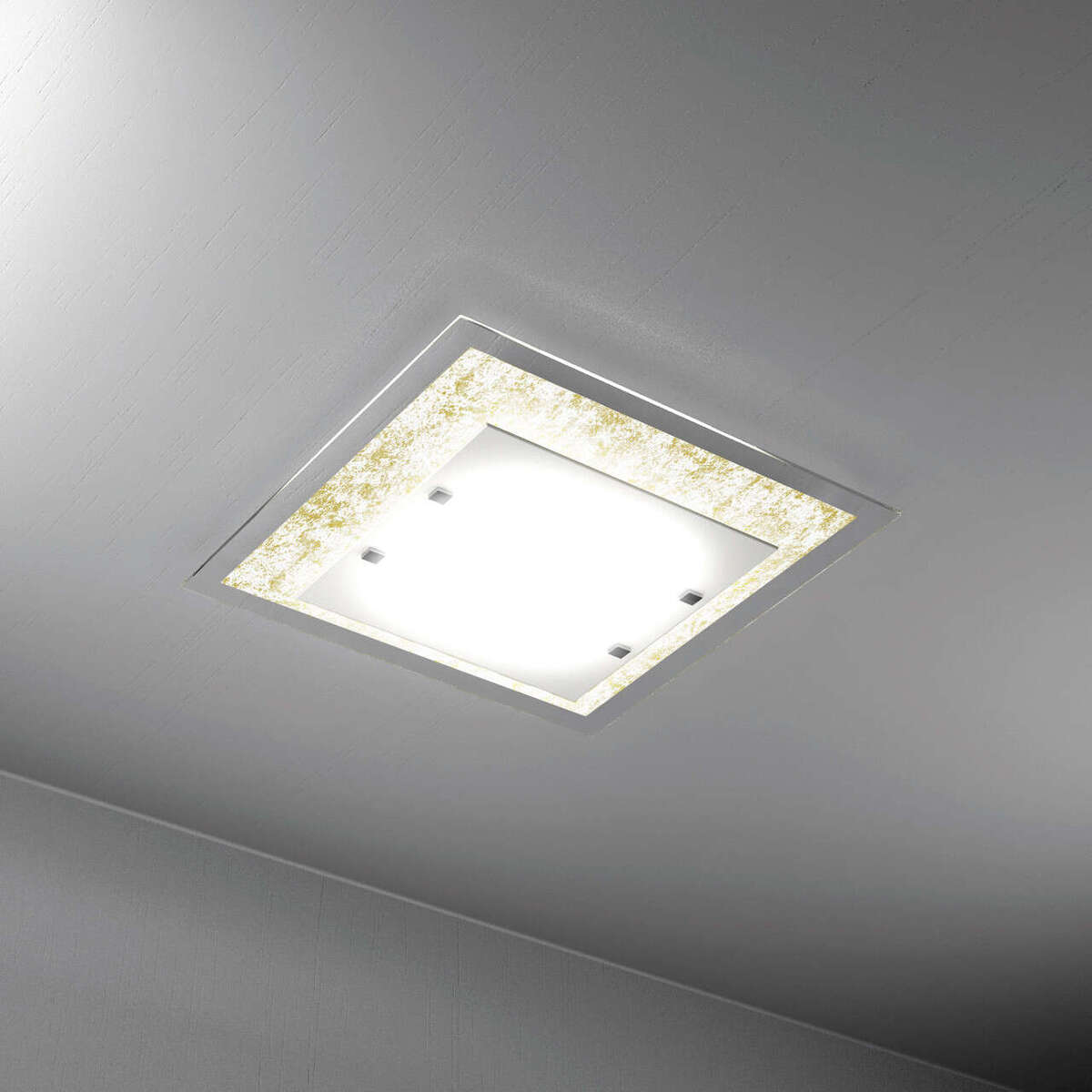 TRAY PLAFONIERA 45 CM. 2 LUCI FOGLIA ORO