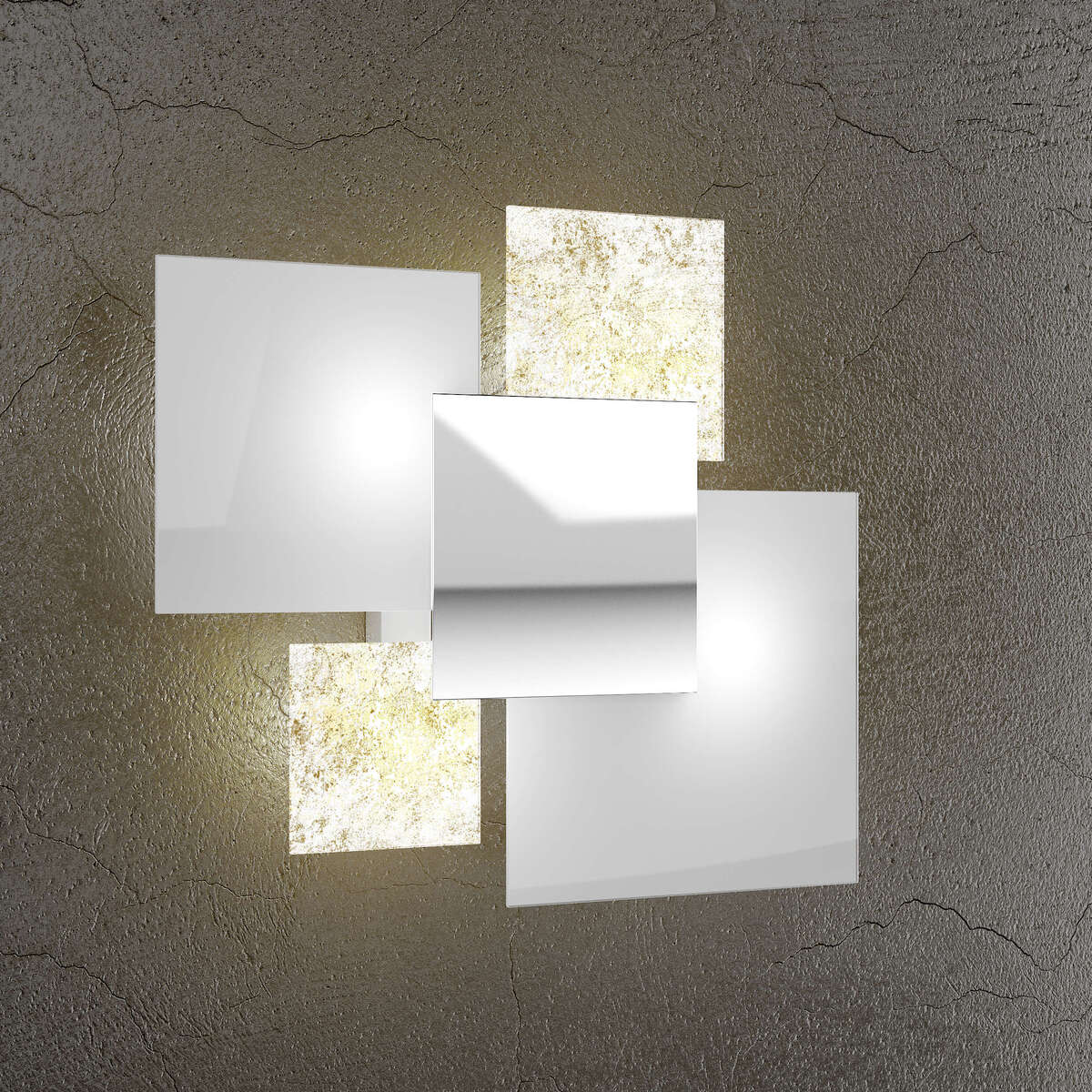 SHADOW/45 APPLIQUE/PLAFONIERA 4 LUCI FOGLIA ORO